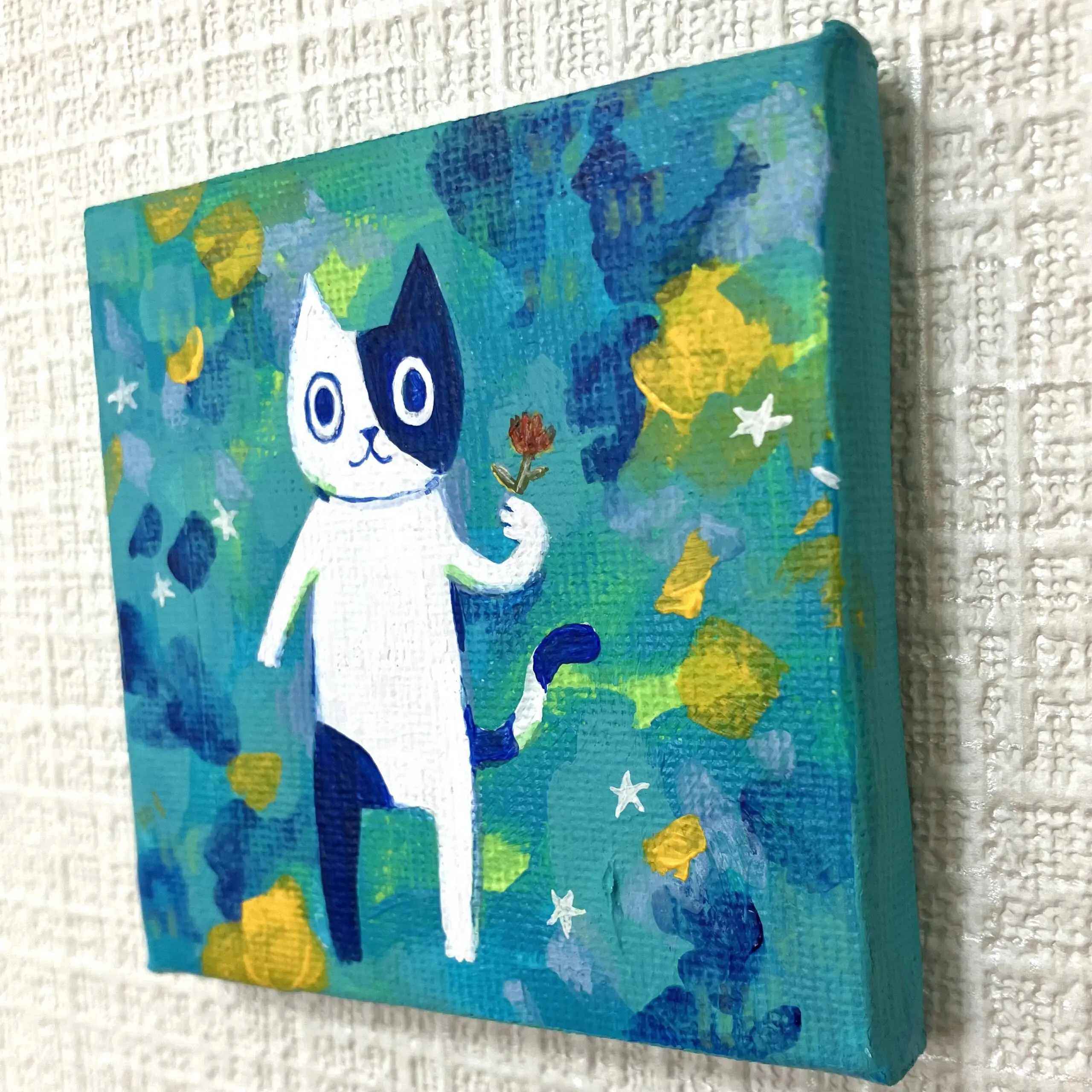 花を持つ猫【ミニ原画】 - 画像 (2)